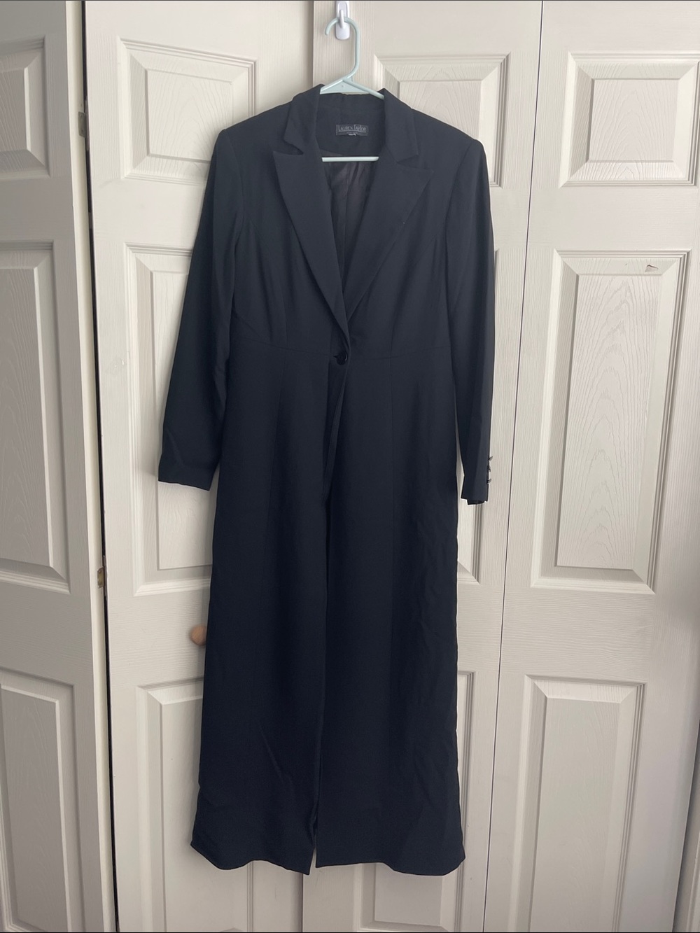 Lauren Taylor New York Black Long Duster Trench Coat Jacket | Vintage Workwear